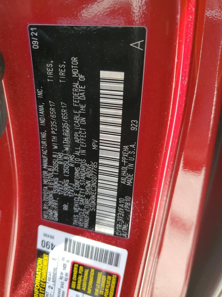 2022 TOYOTA SIENNA LE VIN:5TDKRKEC3NS077785