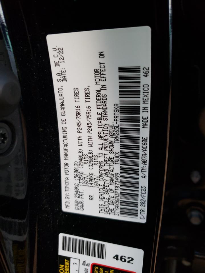 2023 TOYOTA TACOMA DOUBLE CAB VIN:3TYAX5GN3PT073499