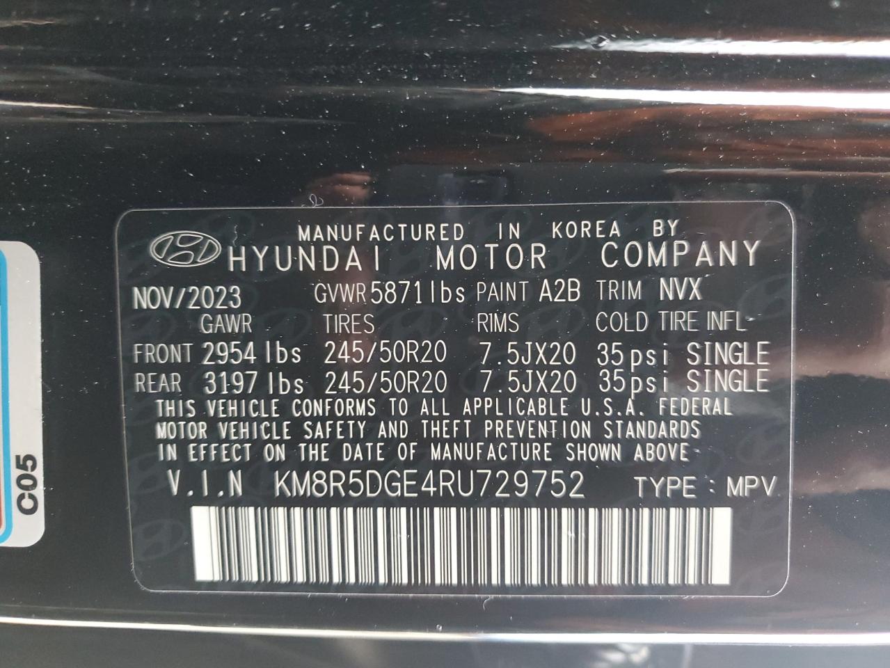 2024 HYUNDAI PALISADE LIMITED VIN:KM8R5DGE4RU729752