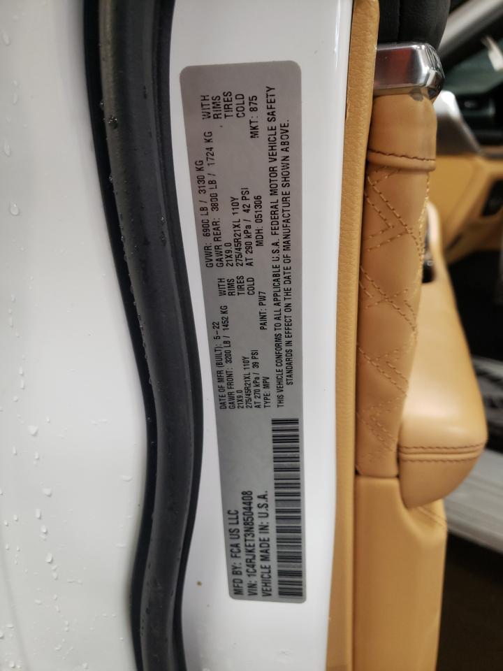 2022 JEEP GRAND CHEROKEE L SUMMIT VIN:1C4RJKET3N8504408
