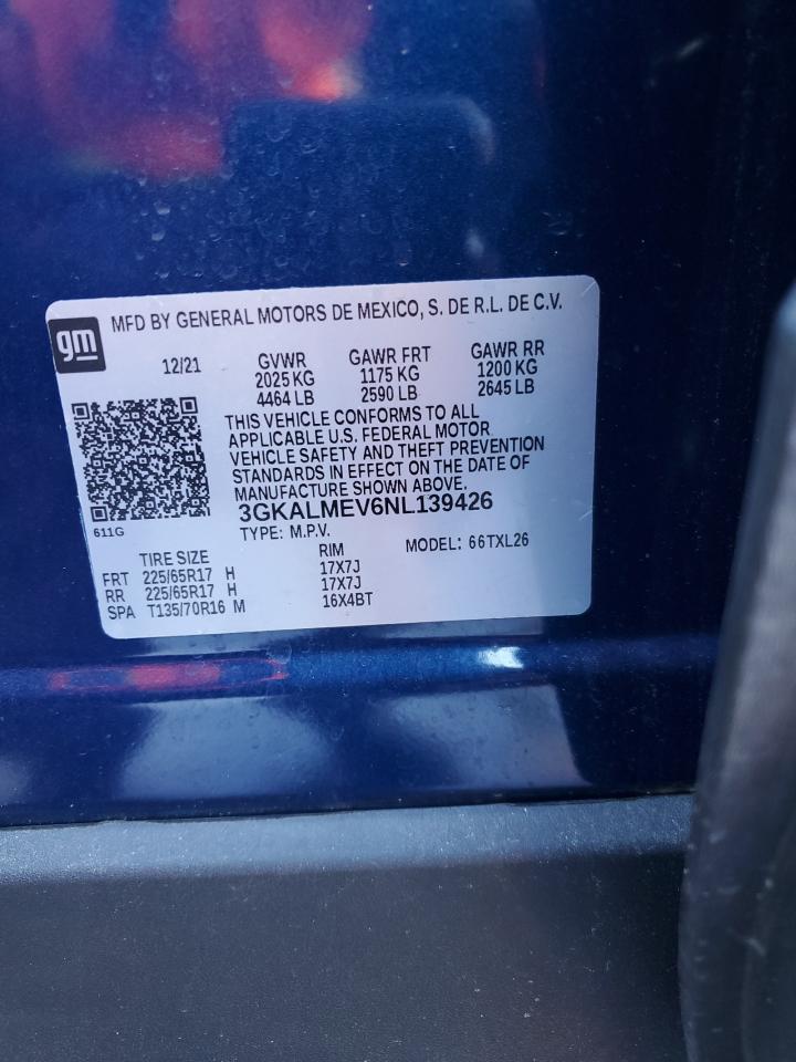 2022 GMC TERRAIN SLE VIN:3GKALMEV6NL139426