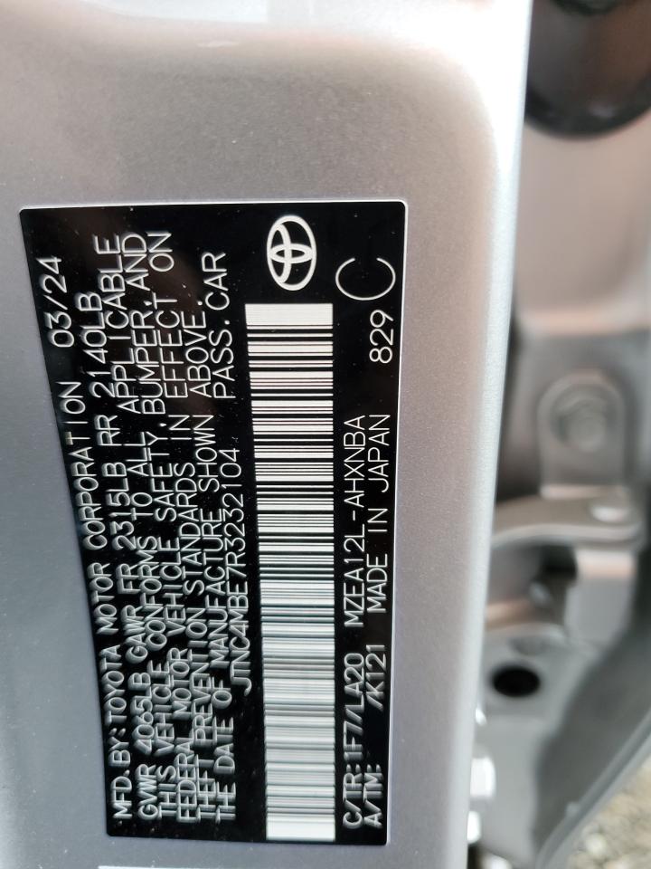 2024 TOYOTA COROLLA XSE VIN:JTNC4MBE7R3232104