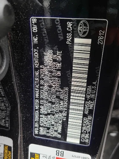 2019 Toyota Avalon 4T1B21FB0KU005336 VIN:4T1B21FB0KU005336
