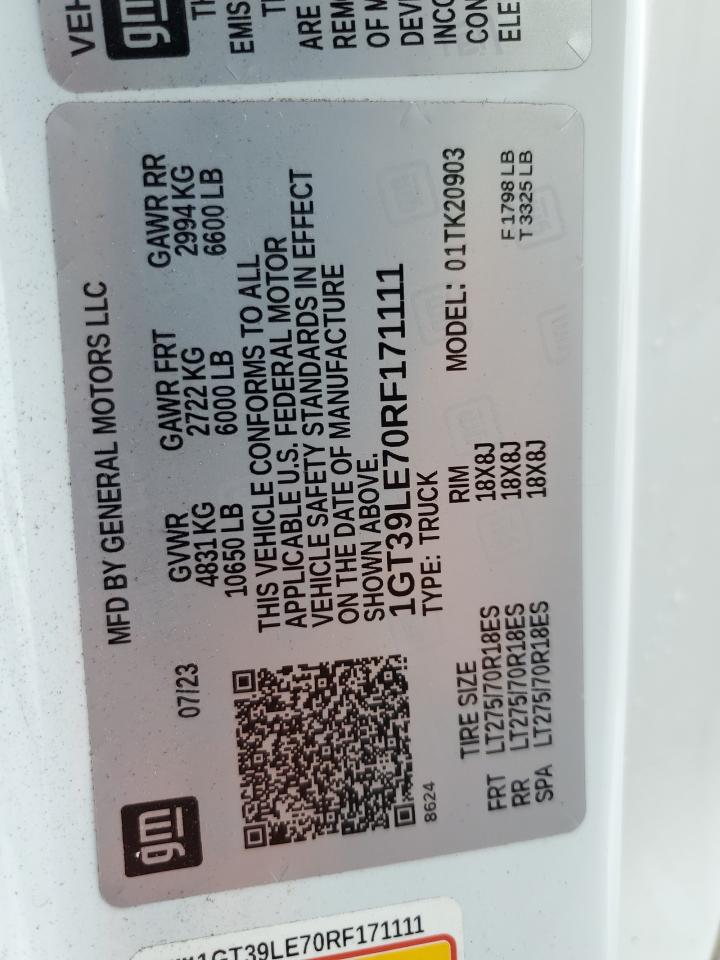 2024 GMC SIERRA K2500 HEAVY DUTY VIN:1GT39LE70RF171111