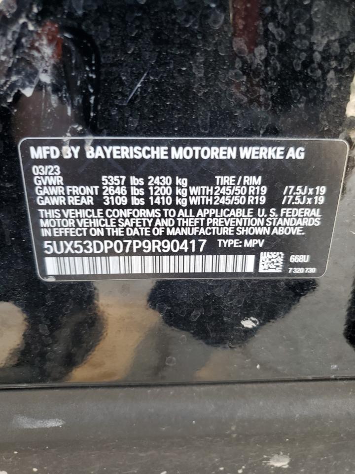 2023 BMW X3 XDRIVE30I VIN:5UX53DP07P9R90417