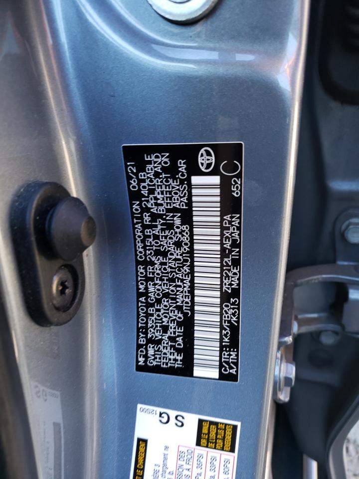 2022 TOYOTA COROLLA LE VIN:JTDEPMAE9NJ190868