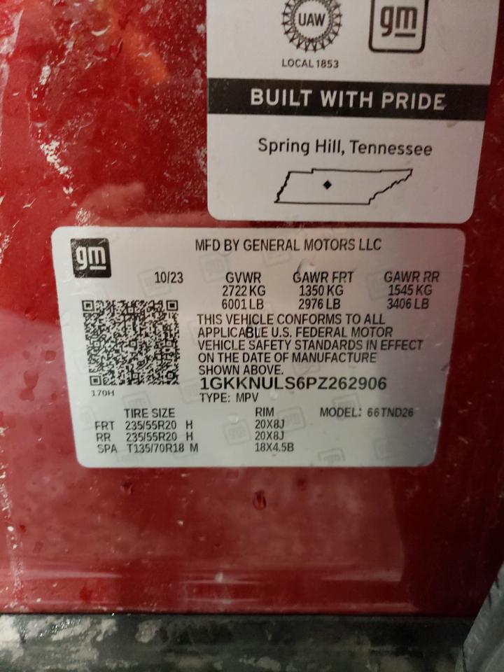 2023 GMC ACADIA SLT VIN:1GKKNULS6PZ262906