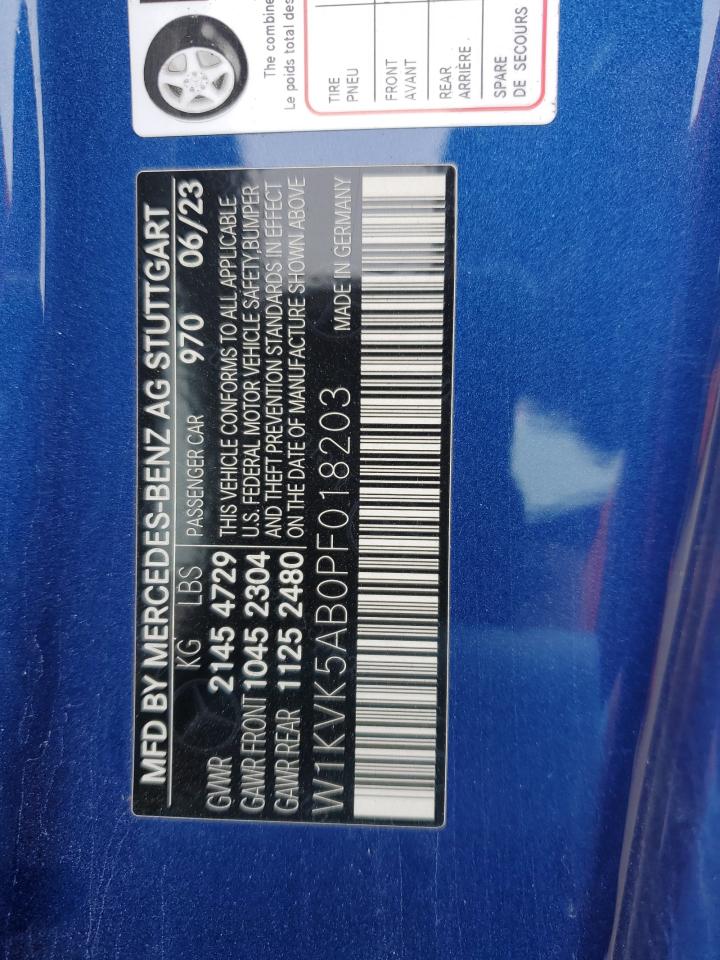 2023 MERCEDES-BENZ SL 43 AMG VIN:W1KVK5AB0PF018203