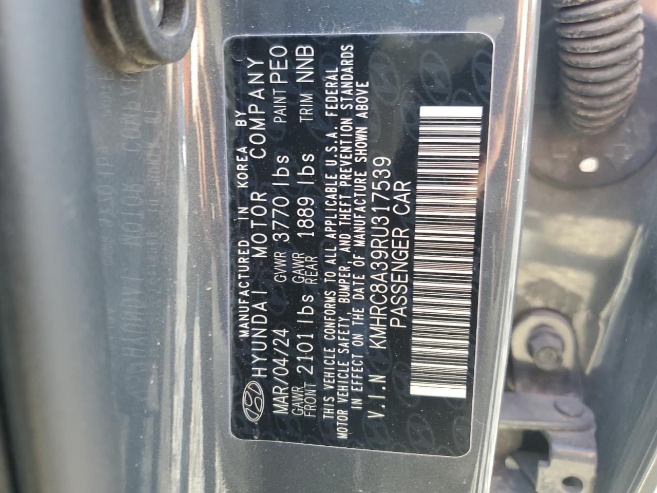 2024 HYUNDAI VENUE SEL VIN:KMHRC8A39RU317539