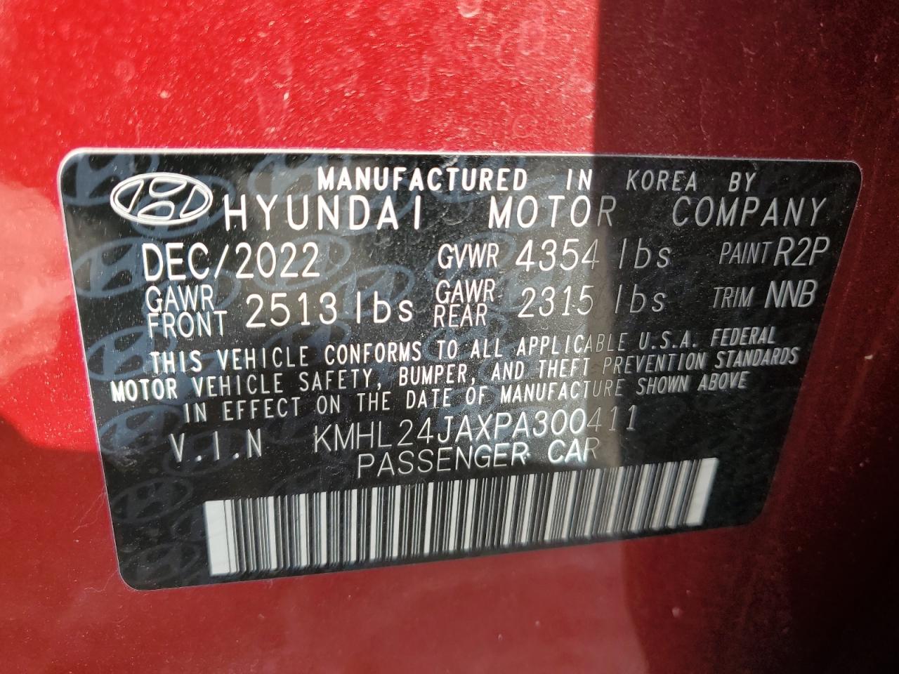 2023 HYUNDAI SONATA SE VIN:KMHL24JAXPA300411