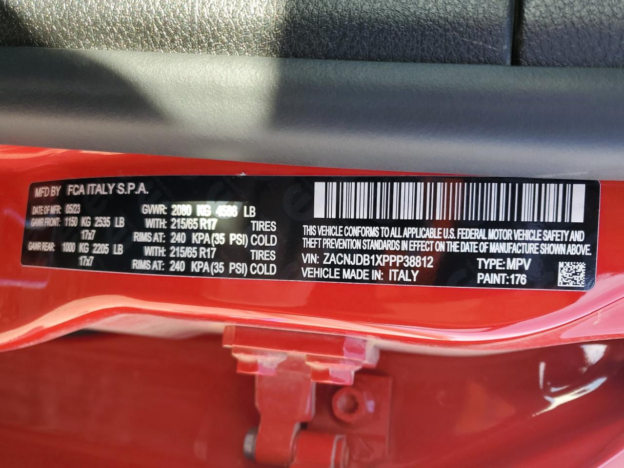 2023 JEEP RENEGADE LATITUDE VIN:JTDKB20UX77560983