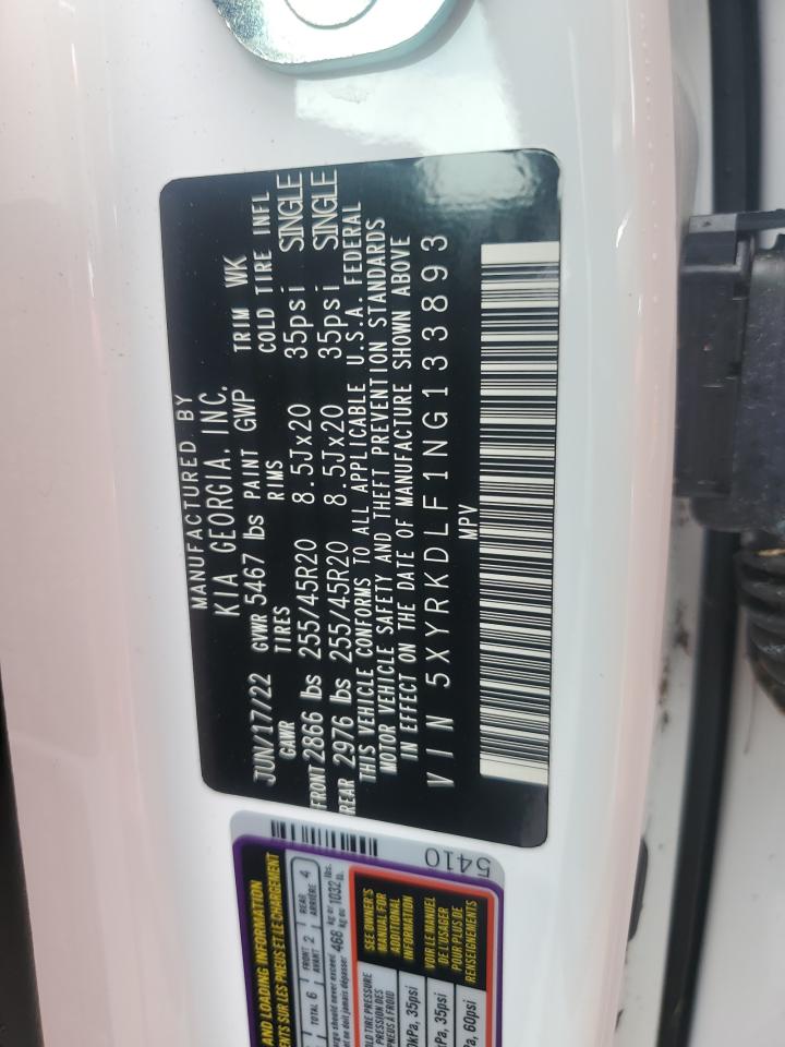 2022 KIA SORENTO SX VIN:5XYRKDLF1NG133893