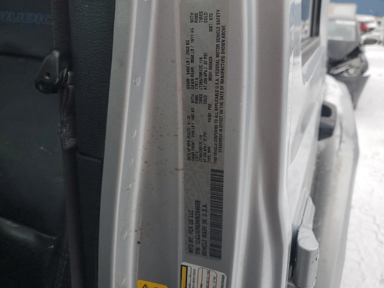 2022 JEEP WRANGLER UNLIMITED RUBICON 4XE VIN:1C4JJXR63NW264609