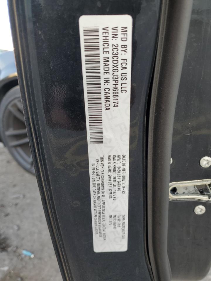 2023 DODGE CHARGER SCAT PACK VIN:2C3CDXGJ3PH666174