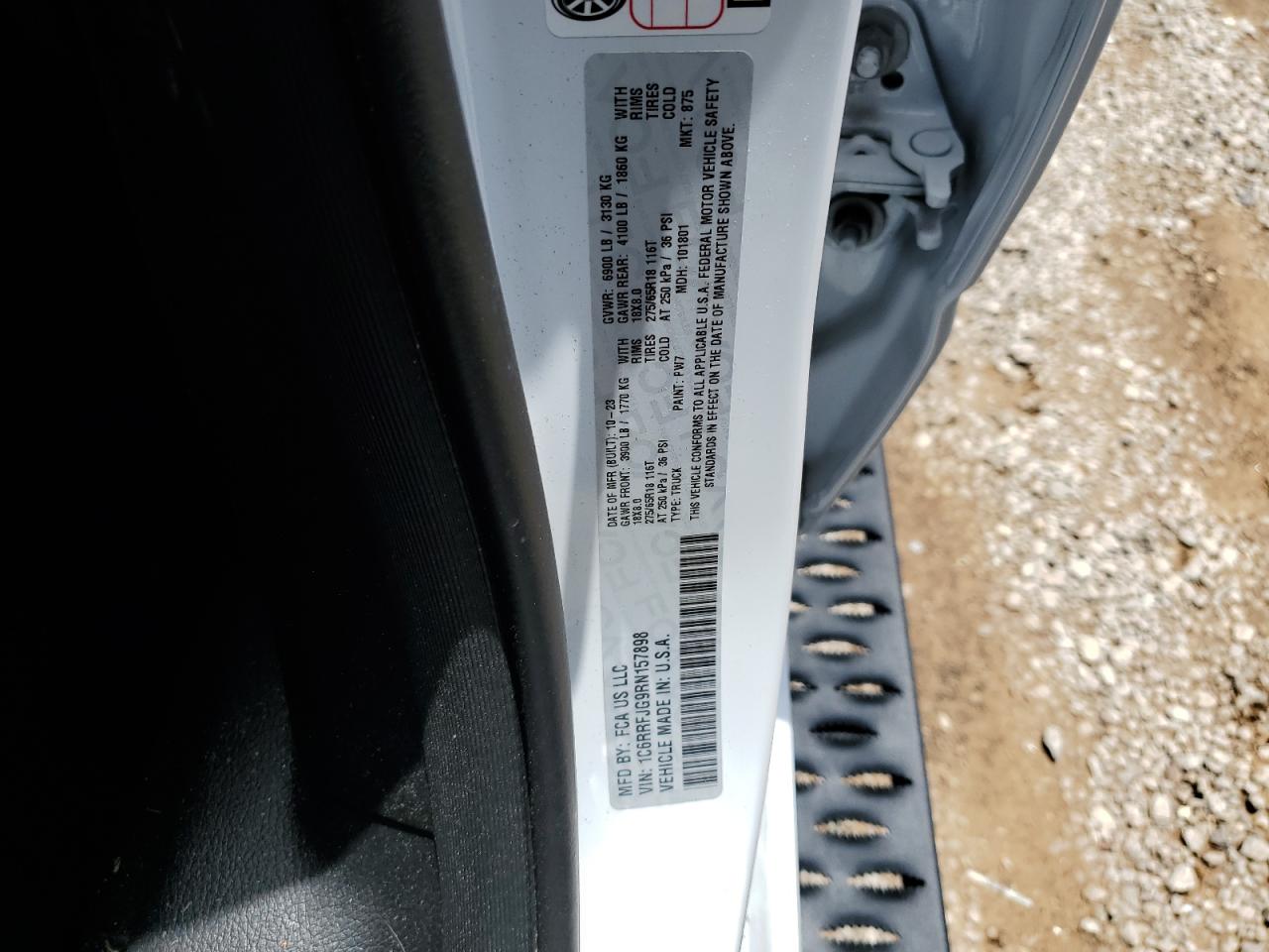 2024 RAM 1500 LARAMIE VIN:1C6RRFJG9RN157898
