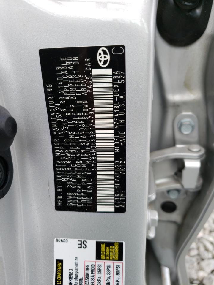 2024 TOYOTA COROLLA LE VIN:5YFB4MDE9RP174792