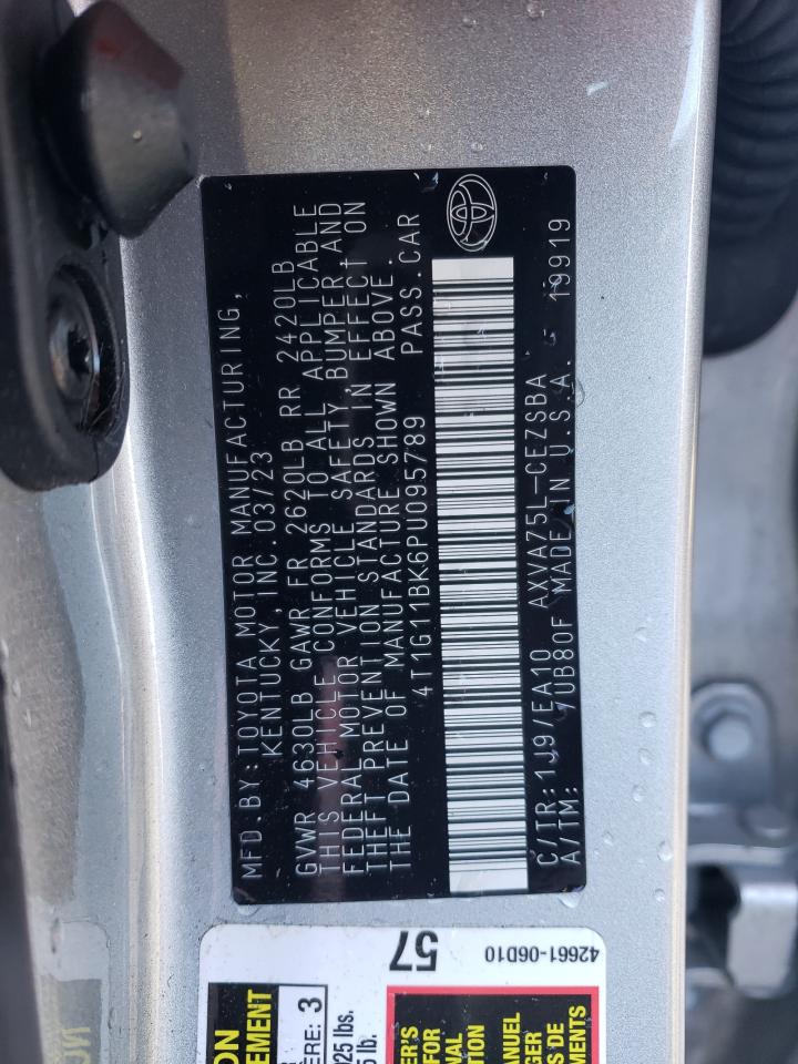 2023 TOYOTA CAMRY SE NIGHT SHADE VIN:4T1G11BK6PU095789