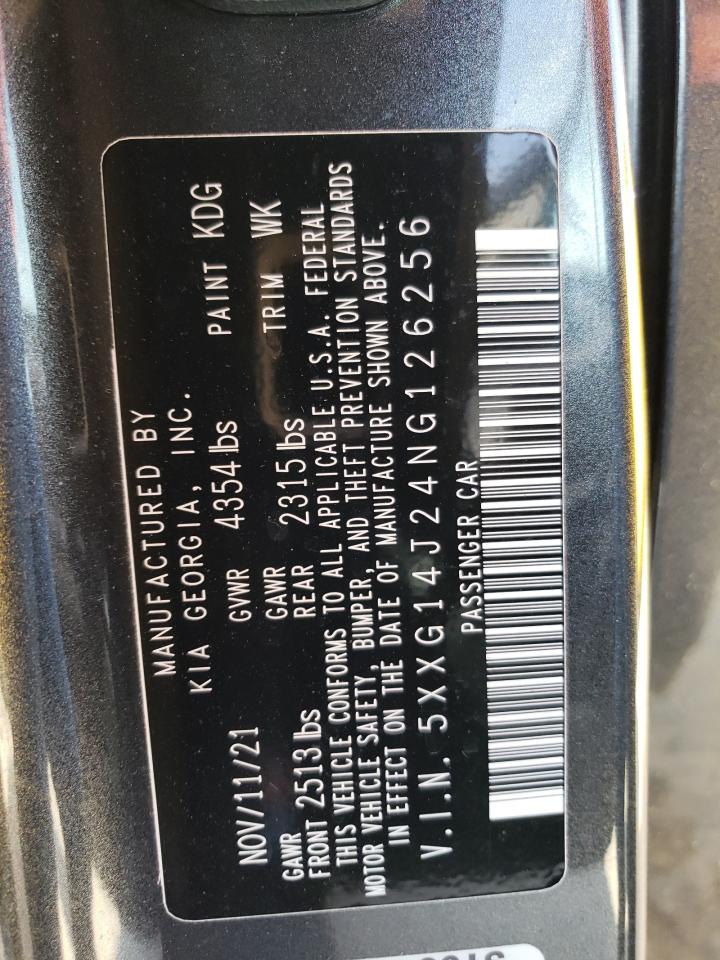 2022 KIA K5 LXS VIN:5XXG14J24NG126256