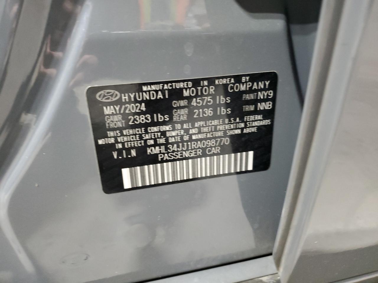 2024 HYUNDAI SONATA HYBRID VIN:KMHL34JJ1RA098770