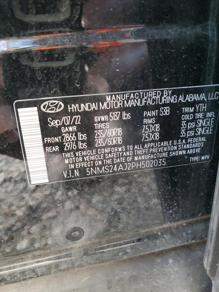 2023 HYUNDAI SANTA FE SEL VIN:5NMS24AJ2PH502035