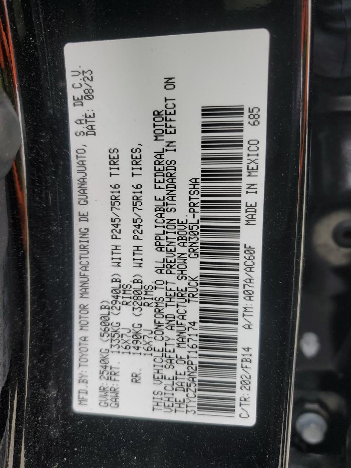 2023 TOYOTA TACOMA DOUBLE CAB VIN:3TYCZ5AN2PT167174