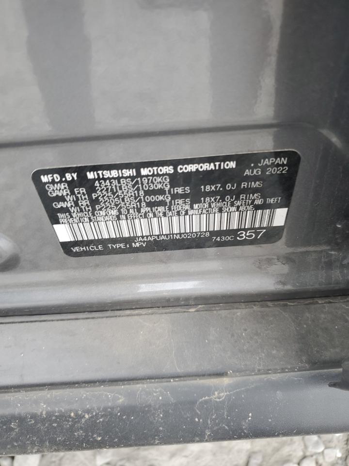 2022 MITSUBISHI OUTLANDER SPORT ES VIN:JA4APUAU1NU020728