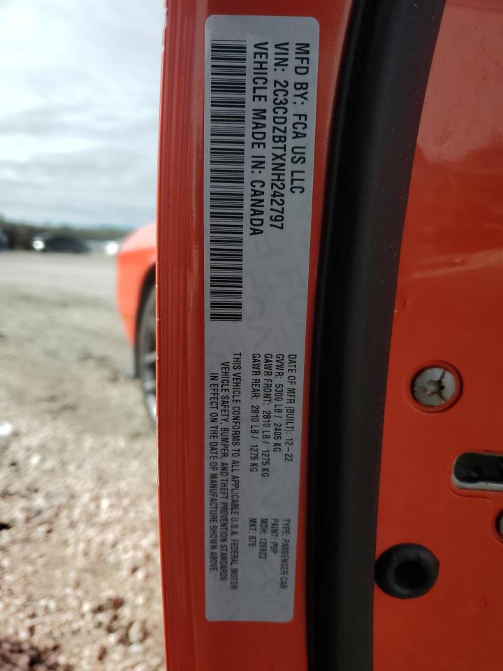 2022 DODGE CHALLENGER R/T VIN:2C3CDZBTXNH242797
