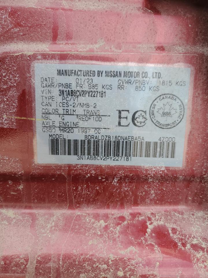 2023 NISSAN SENTRA SV VIN:3N1AB8CV2PY227181