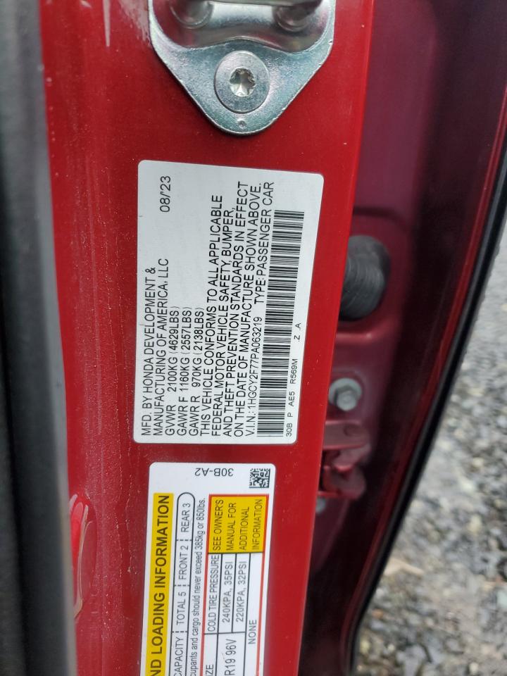 2023 HONDA ACCORD HYBRID SPORT-L VIN:1HGCY2F77PA063219