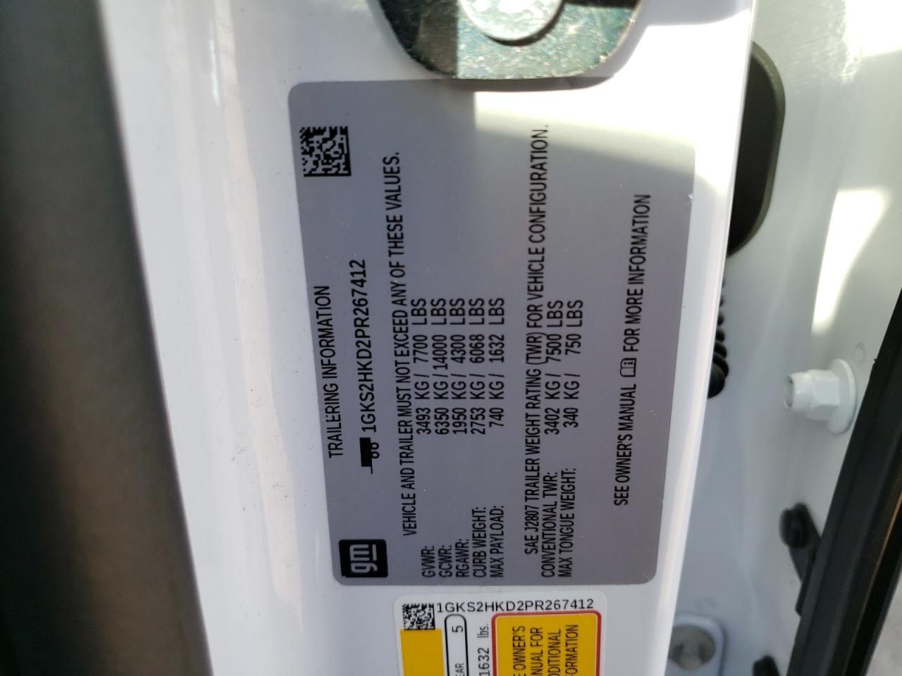 2023 GMC YUKON XL K1500 AT4 VIN:1GKS2HKD2PR267412