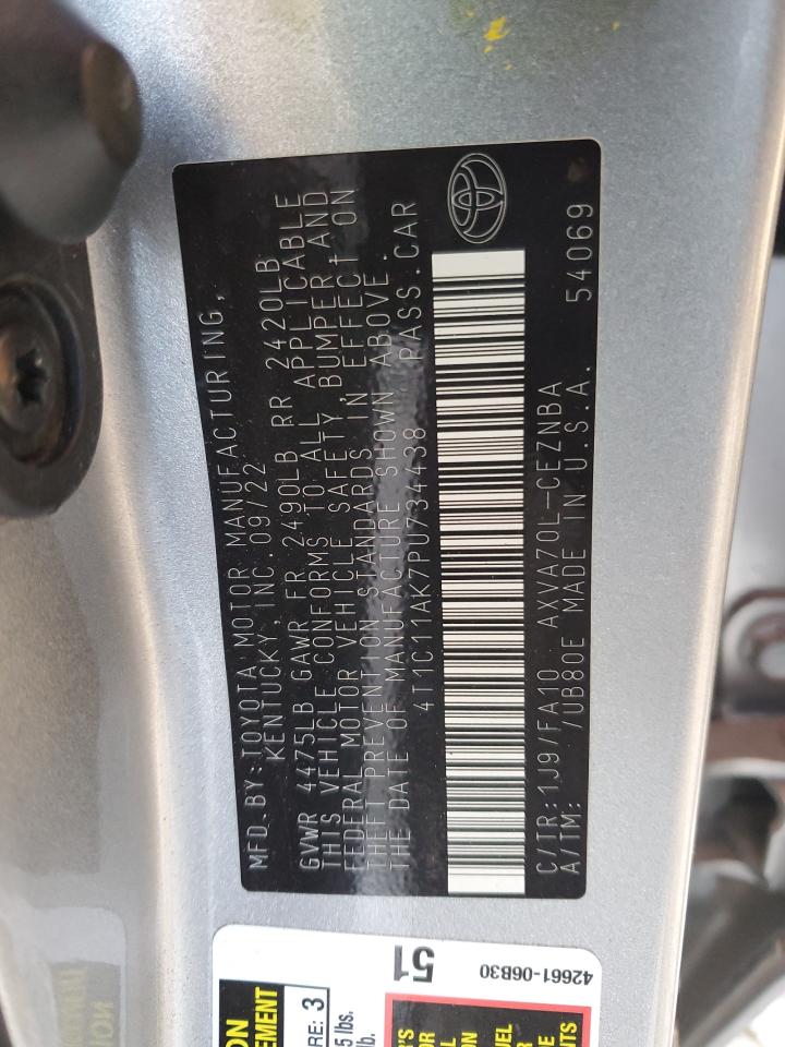 2023 TOYOTA CAMRY LE VIN:WBA5P9C00MFK93416