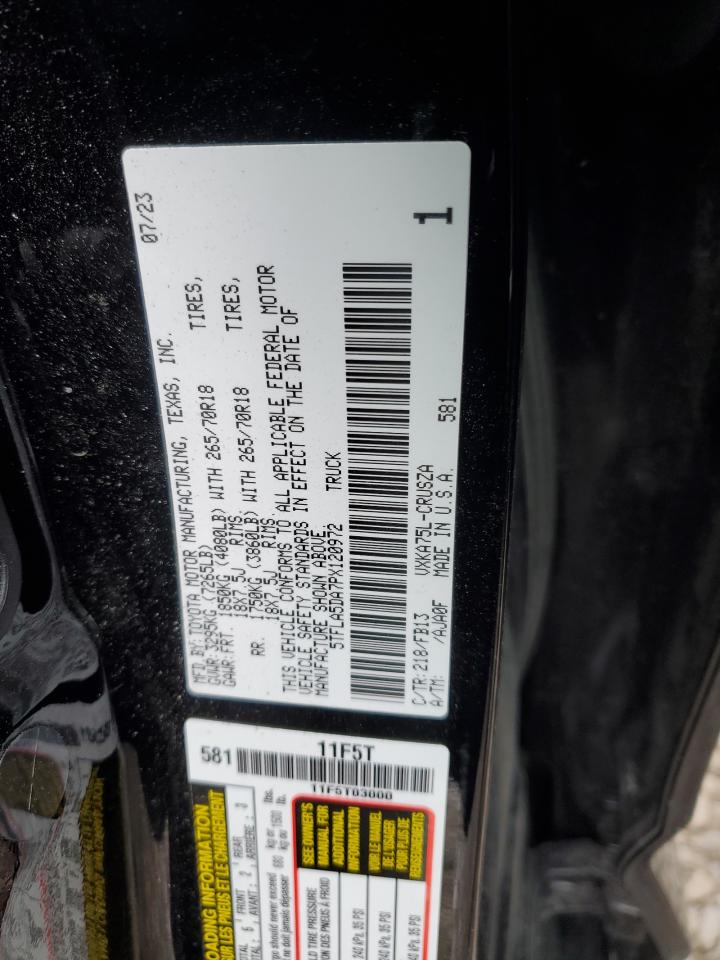 2023 TOYOTA TUNDRA DOUBLE CAB SR VIN:5TFLA5DA7PX120972