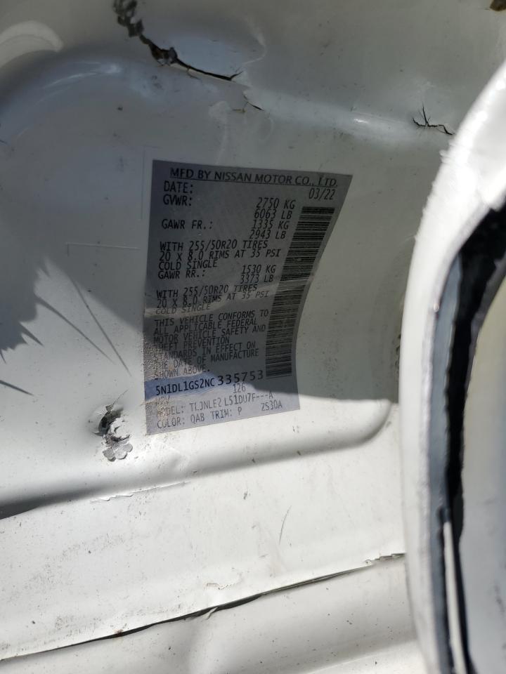 2022 INFINITI QX60 SENSORY VIN:5N1DL1GS2NC335753