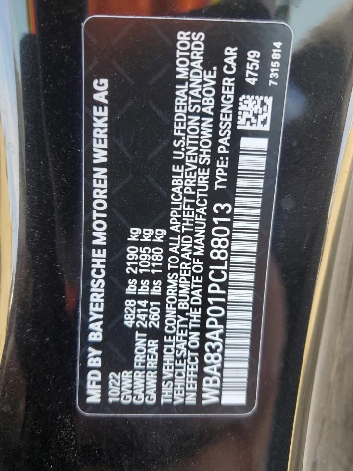 2023 BMW M440I VIN:WBA83AP01PCL88013