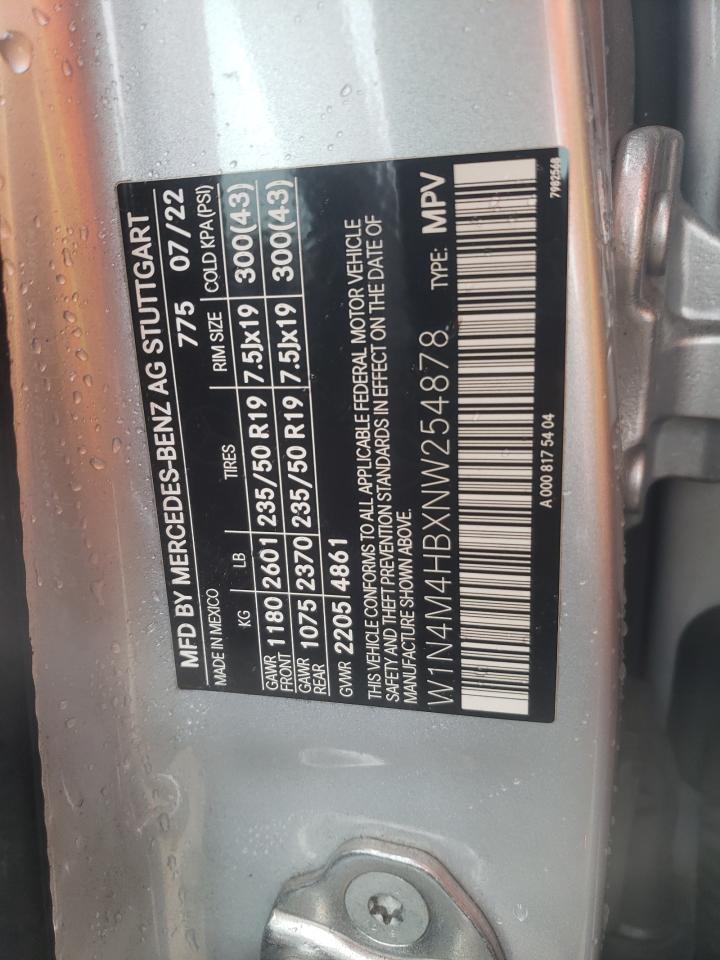 2022 MERCEDES-BENZ GLB 250 4MATIC VIN:W1N4M4HBXNW254878