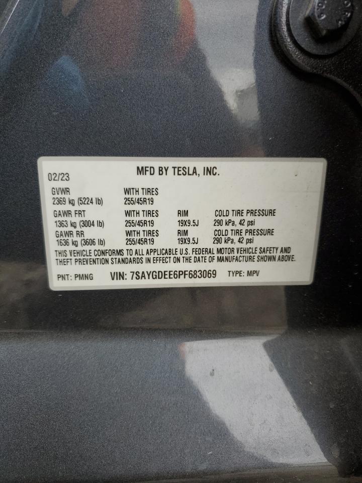 2023 TESLA MODEL Y VIN:7SAYGDEE6PF683069