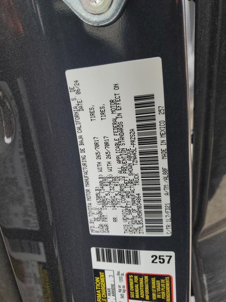 2024 TOYOTA TACOMA DOUBLE CAB VIN:3TMLB5JN5RM034864