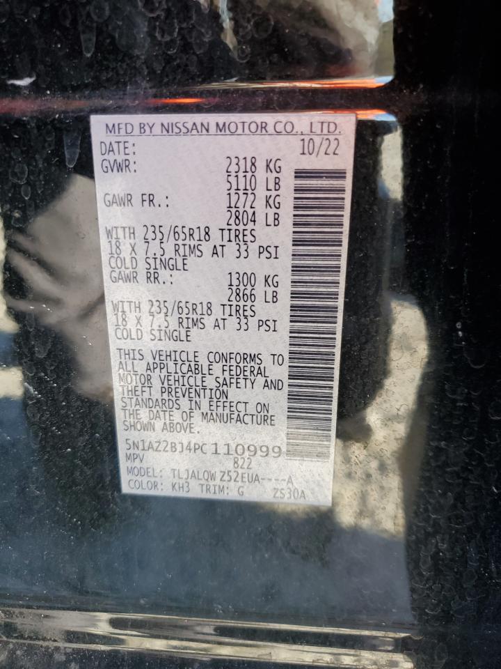 2023 NISSAN MURANO SV VIN:5N1AZ2BJ4PC110999