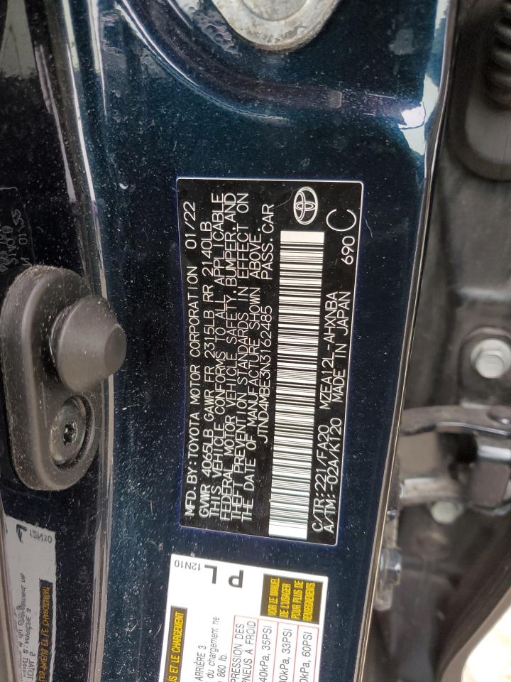 2022 TOYOTA COROLLA SE VIN:JTND4MBE3N3162485