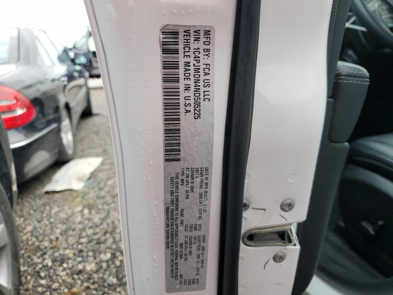 2022 JEEP CHEROKEE LIMITED VIN:1C4PJMDN4ND505225