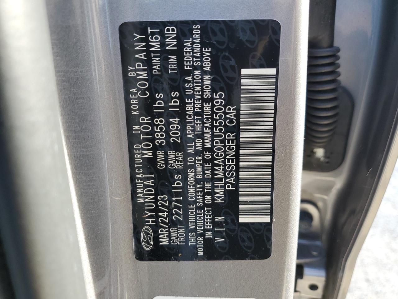2023 HYUNDAI ELANTRA SEL VIN:KMHLM4AG0PU555095