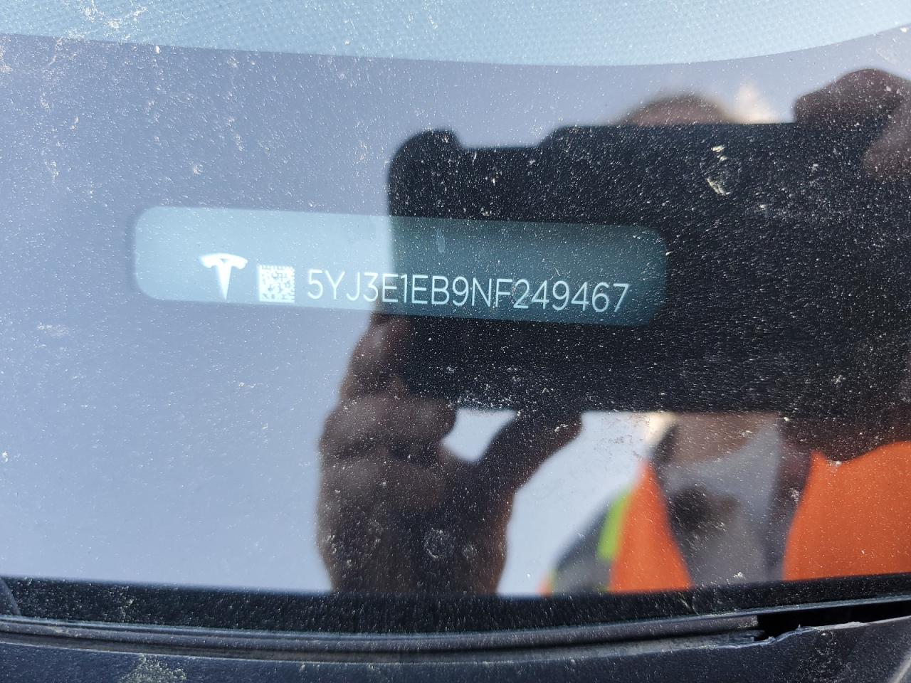 2022 TESLA MODEL 3 VIN:5YJ3E1EB9NF249467