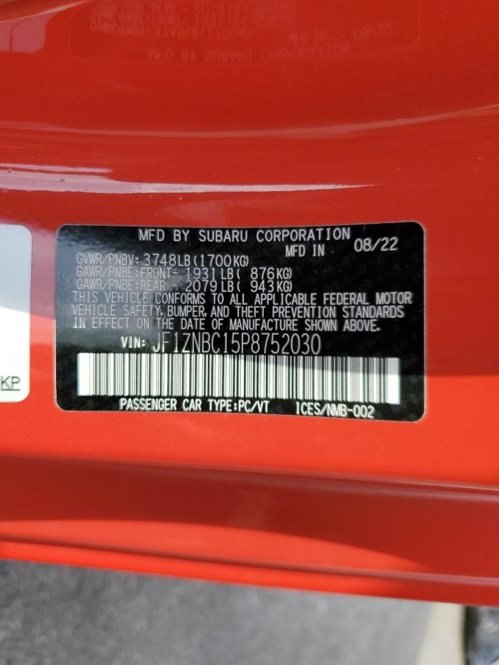 2023 TOYOTA GR 86 VIN:JF1ZNBC15P8752030