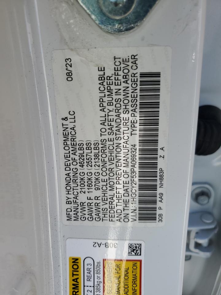 2023 HONDA ACCORD HYBRID SPORT VIN:1HGCY2F53PA069324