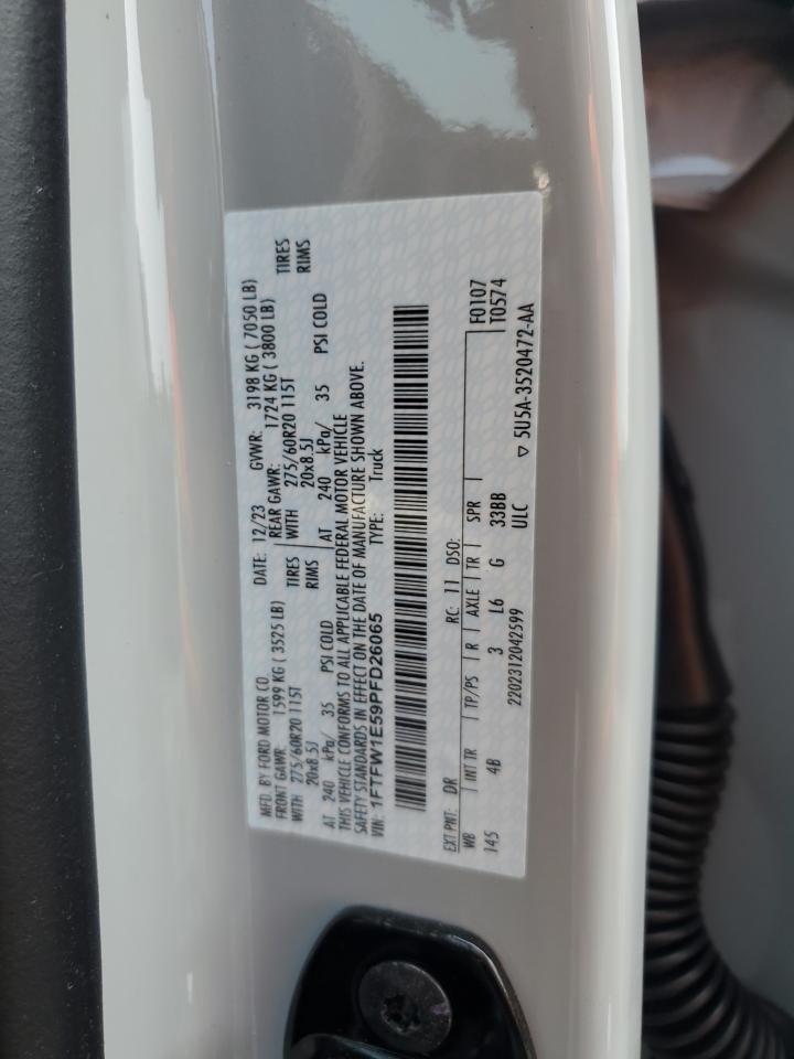 2023 FORD F150 SUPERCREW VIN:1FTFW1E59PFD26065