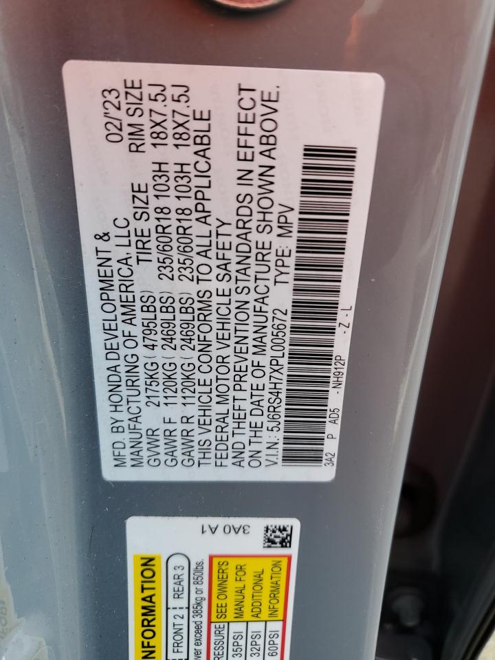 2023 HONDA CR-V EXL VIN:5J6RS4H7XPL005672