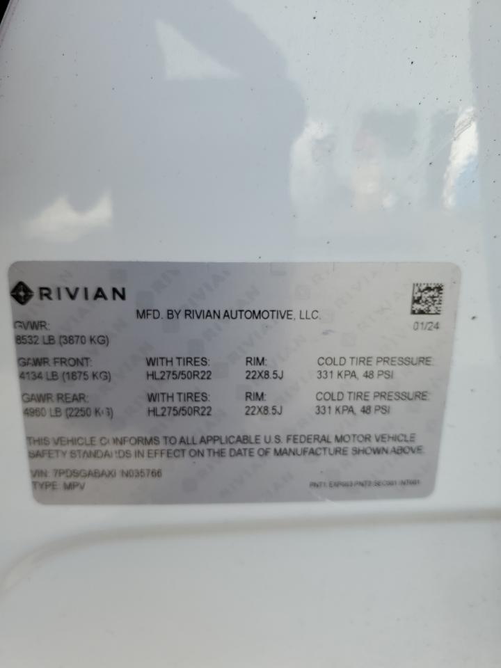 2024 RIVIAN R1S ADVENTURE VIN:7PDSGABAXRN035766