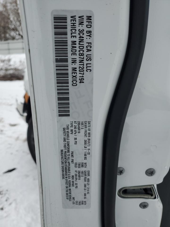 2022 JEEP COMPASS LIMITED VIN:3C4NJDCB7NT207194