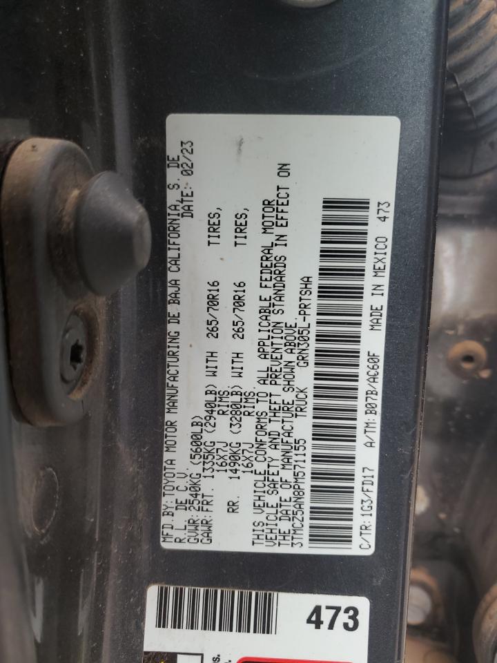 2023 TOYOTA TACOMA DOUBLE CAB VIN:3TMCZ5AN8PM571155