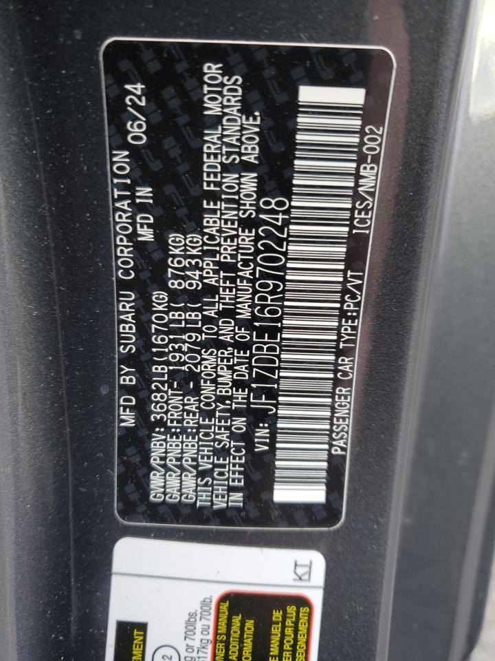 2024 SUBARU BRZ LIMITED VIN:JF1ZDBE16R9702248